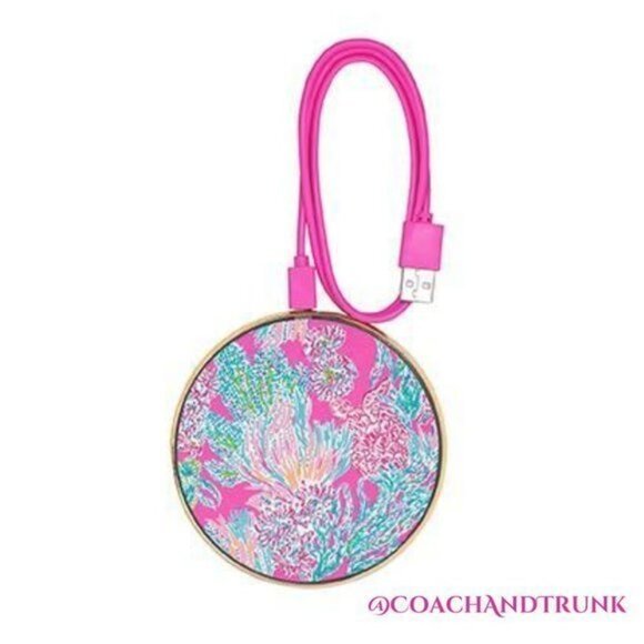 NWT LILLY PULITZER Phone Charging Pad Prosecco Pink Seaing Things Print - Picture 5 of 6